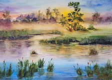 Obrazy - Ranná rieka (40 x 30 cm) - 16271383_