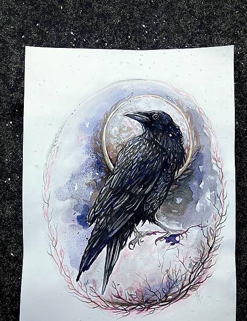 Obrazy - „Havran“, print - 16271642_