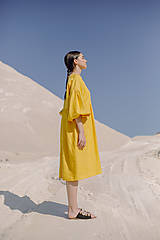 Šaty - Žlté ľanové šaty - 16273849_