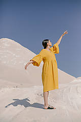 Šaty - Žlté ľanové šaty - 16273851_