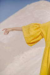 Šaty - Žlté ľanové šaty - 16273865_