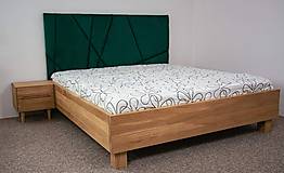 Nábytok - Dubová posteľ s čalúneným čelom - 16273976_