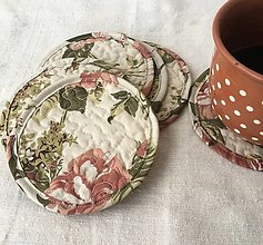 Úžitkový textil - Ručne prešívané FILKI keksíky (béžové starodávne kvety) - 16273304_