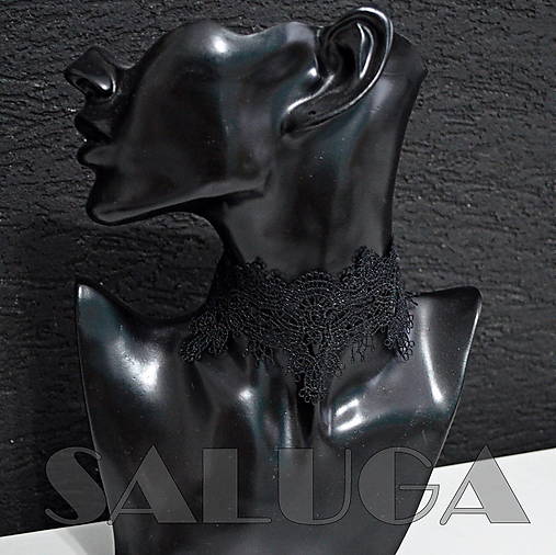 Náhrdelníky - Choker - náhrdelník - čierny - paličkový - 16276723_