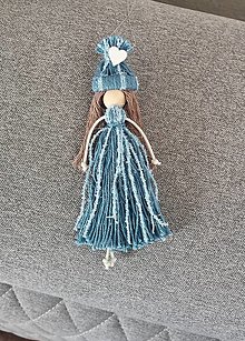 Dekorácie - Modrá bábika so srdiečkom - 16275704_