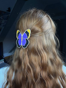 Ozdoby do vlasov - Drevená vlasová spona Fialový nočný motýľ - 16276611_