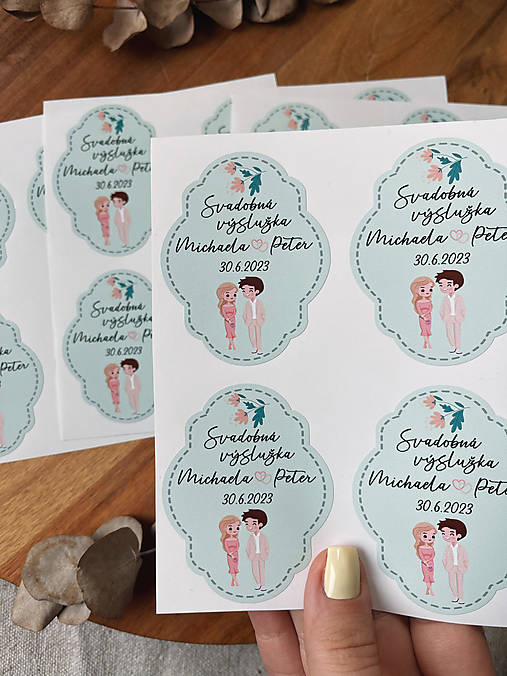 Úložné priestory & Organizácia - Nálepka Svadobné koláčiky Párik - 16279268_