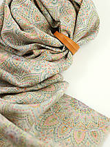 Šatky - Elegantná dámska šatka z exkluzívneho premium vzorovaného 100% ľanu "Mandala" - 16278283_