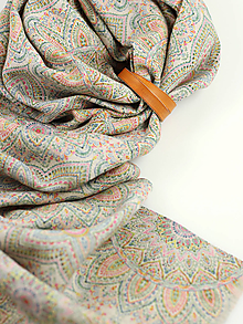 Šatky - Elegantná dámska šatka z exkluzívneho premium vzorovaného 100% ľanu "Mandala" - 16278393_