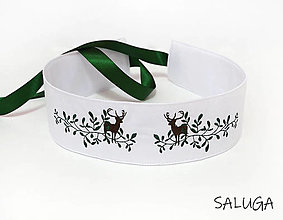 Opasky - Dámsky poľovnícky opasok - vyšívaný - biely - zelený - 16278925_