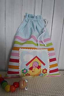 Detské tašky - Vrecúška vtáčatká (vtáčik v domčeku) - 16279399_