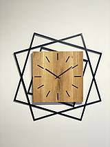 Hodiny - Kovové hodiny s dubovým drevom LOFT - 16278531_