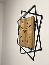 Hodiny - Kovové hodiny s dubovým drevom LOFT - 16278532_