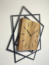 Hodiny - Kovové hodiny s dubovým drevom LOFT - 16278533_