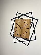 Hodiny - Kovové hodiny s dubovým drevom LOFT - 16278534_