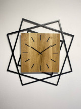 Hodiny - Kovové hodiny s dubovým drevom LOFT - 16278535_