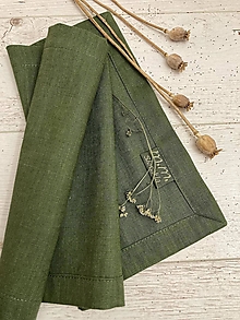 Úžitkový textil - Ľanový BEHÚN /stredový obrus/ " Vianočný zelený" - 16016078_