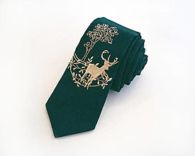 Pánske doplnky - Pánska poľovnícka vyšívaná kravata - pre poľovníka - zelený - 16281345_
