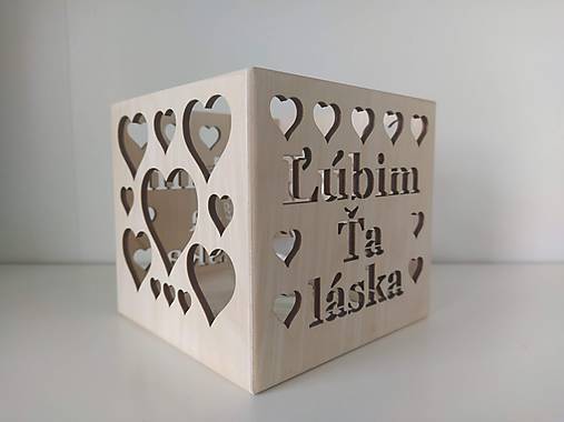Valentín / Originálny drevený svietnik / Ľúbim Ťa