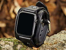 Náramky - Čierny kožený remienok pre apple hodinky - 16282525_