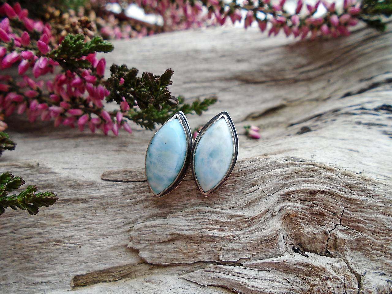 Strieborné náušnice Ag925 Larimar 