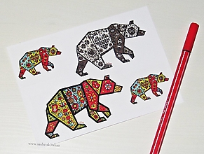 Papiernictvo - Pohľadnica medvede - sada 3 kusy - 16282660_