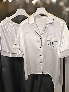 Nočná bielizeň - Personalizované saténové pyžamo s iniciálkami alebo menom - 16281986_