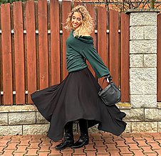 Sukne - Černá sukně s cípy - 16283134_