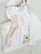 Detský textil - Letná deka bodkofliačiky mušelín 70x90cm s mackom Premium béžový fleece - 16284255_
