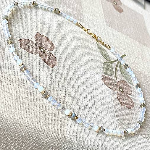 Luxury Opalite Labradorite Necklace Stainless Steel / Náhrdelník opalit, labradorit, oceľ E006