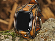 Náramky - Vintage hnedý kožený remienok pre apple hodinky - 16284844_