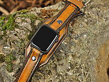 Náramky - Vintage hnedý kožený remienok pre apple hodinky - 16284846_