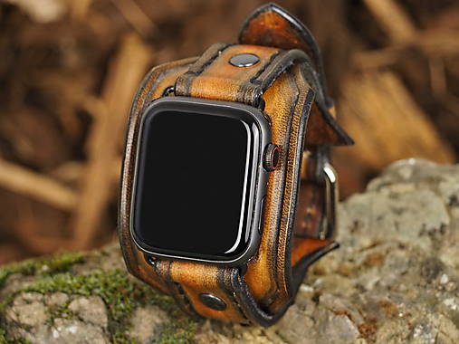 Vintage hnedý kožený remienok pre apple hodinky