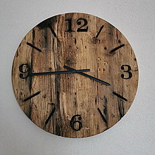 Hodiny - Veľké nástenné hodiny - staré drevo, priemer 58 cm - 16284163_