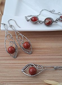 Sady šperkov - Trojset - červený jaspis - 16282865_