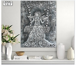 Obrazy - "Silver Angel"-3D maľba - 16284114_