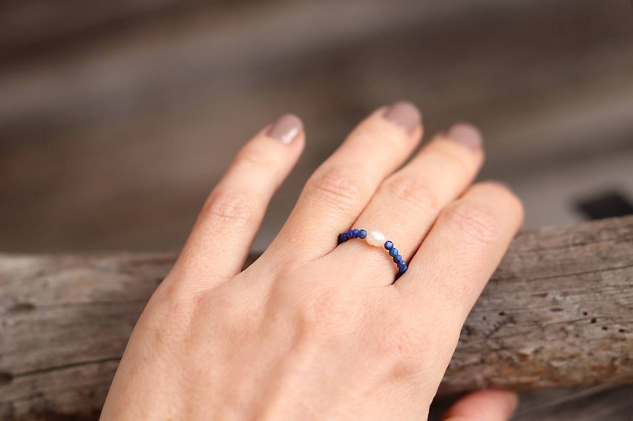 Prsteň lapis lazuli, perla