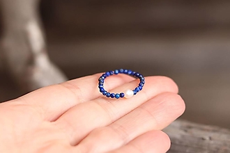 Prstene - Prsteň lapis lazuli, perla - 16284010_