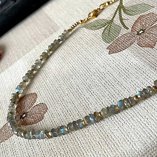 Luxury Labradorite Necklace Stainless Steel / Náhrdelník labradorit, oceľ E006