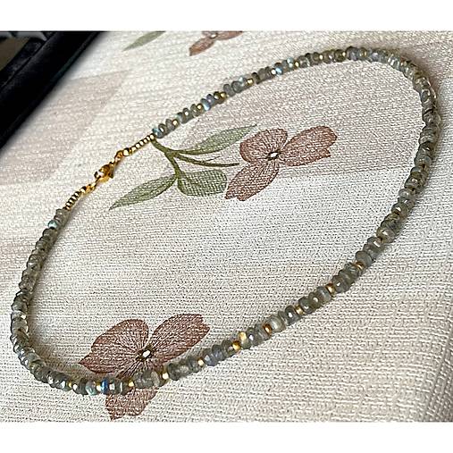 Luxury Labradorite Necklace Stainless Steel / Náhrdelník labradorit, oceľ E006