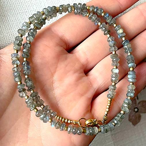 Luxury Labradorite Necklace Stainless Steel / Náhrdelník labradorit, oceľ E006
