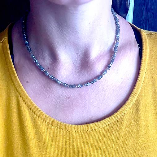 Luxury Labradorite Necklace Stainless Steel / Náhrdelník labradorit, oceľ E006