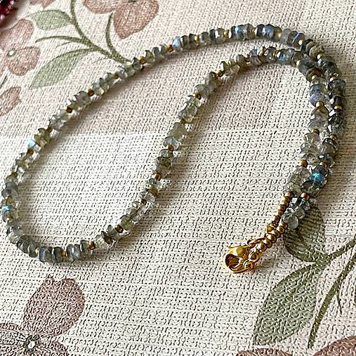 Luxury Labradorite Necklace Stainless Steel / Náhrdelník labradorit, oceľ E006