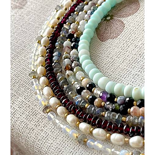 Luxury Labradorite Necklace Stainless Steel / Náhrdelník labradorit, oceľ E006