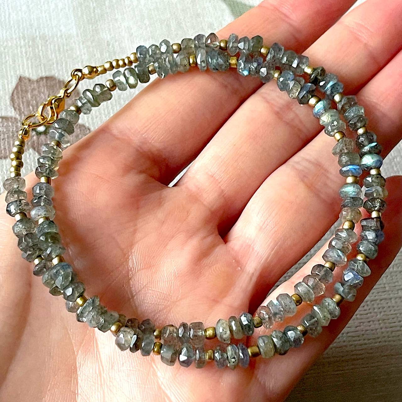 Luxury Labradorite Necklace Stainless Steel / Náhrdelník labradorit, oceľ E006