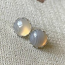 Náušnice - Grey Agate Stud Earrings / Napichovacie náušnice so šedým achátom E007 - 16286324_