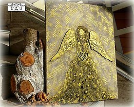 Obrazy - "Gold Angel"- 3D maľba AKCIA! ♥ - 16286562_