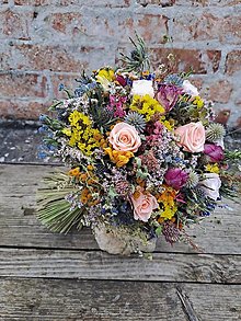 Kytice pre nevestu - Svadobná kytica zo sušených kvetov a stabilizovaných ruží - 16290666_