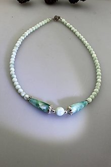 Náušnice - zelenkavý "larimar" náhrdelník - 16288531_