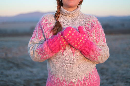 PRIADKA pletené rukavice s nórskym vzorom